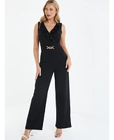 Quiz Women's Buckle Frill Detail Palazzo Jumpsuit