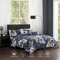 Bebejan Forget Me Not Bedding 100% Cotton Sateen 5 Piece Reversible Queen Comforter Set