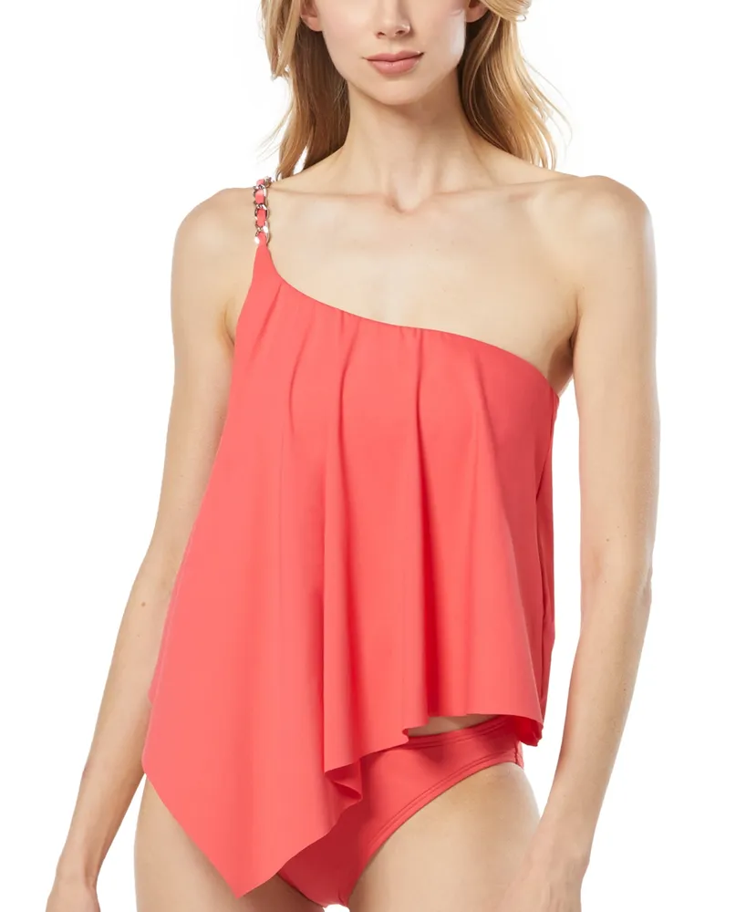 Michael Michael Kors Women's Chain-Trim One-Shoulder Tankini Top