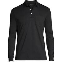 Lands' End Men's Long Sleeve Cotton Supima Polo Shirt with Pocket