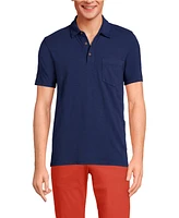 Lands' End Men's Short Sleeve Slub Pocket Polo Shirt