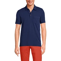 Lands' End Men's Short Sleeve Slub Pocket Polo Shirt