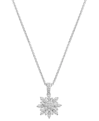 Diamond Snowflake Cluster 18" Pendant Necklace (1/3 ct. t.w.) in Sterling Silver