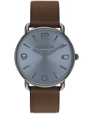 Coach Unisex Elliot Dark Brown Leather Strap Watch, 40mm