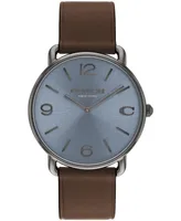 Coach Unisex Elliot Dark Brown Leather Strap Watch, 40mm