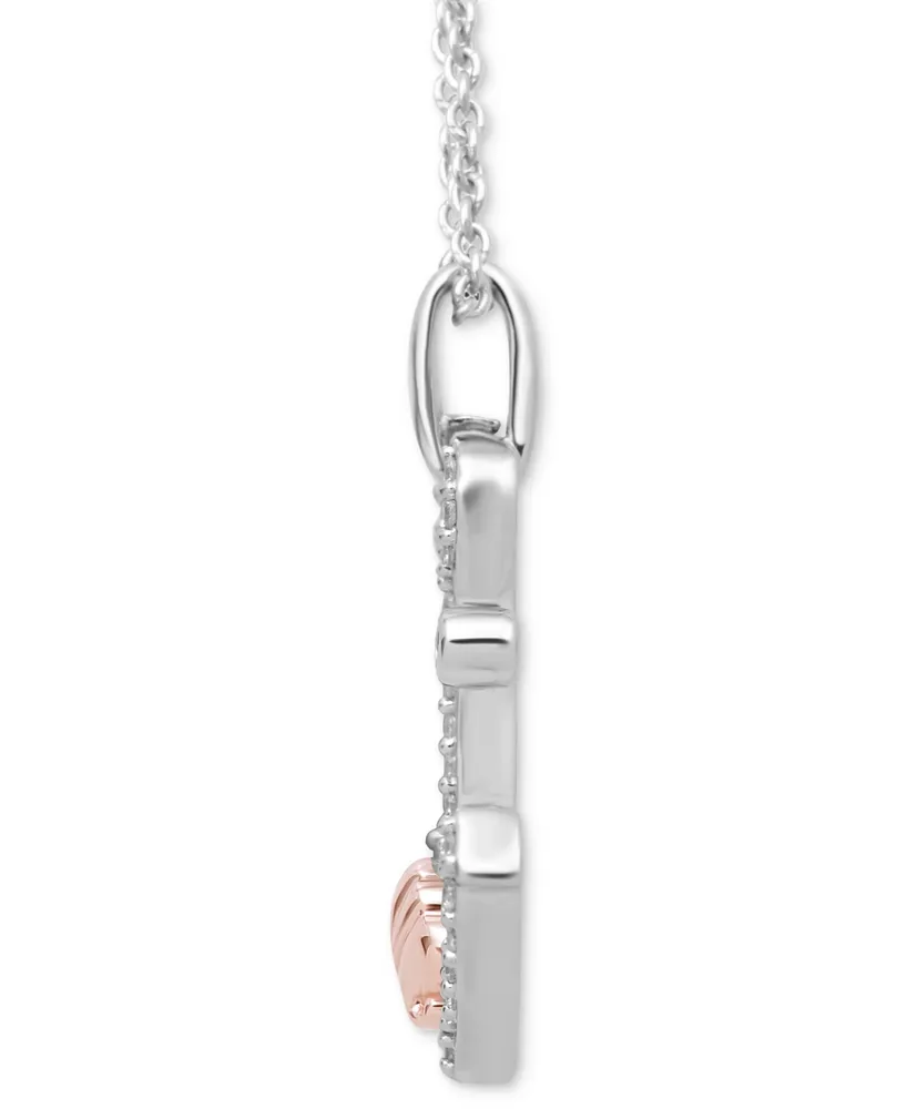 Enchanted Disney Fine Jewelry Diamond The Little Mermaid Ariel Princess Anchor Pendant Necklace (1/10 ct. t.w.) in Sterling Silver & 14k Rose Gold