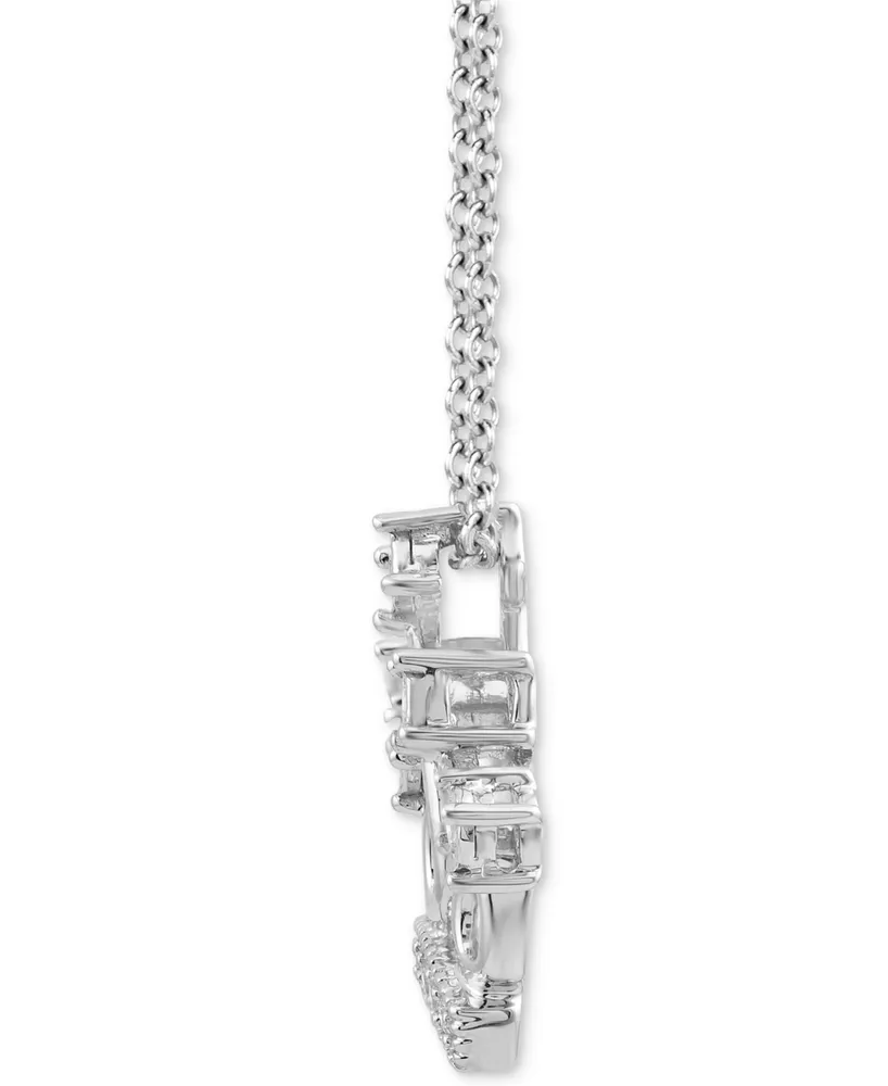 Enchanted Disney Fine Jewelry Diamond Cinderella Tiara Pendant Necklace (1/10 ct. t.w.) in Sterling Silver, 16" + 2" extender