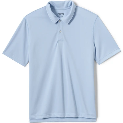 Lands' End Men's School Uniform Short Sleeve Polyester Pique Polo Shirt