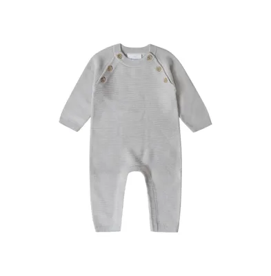 Stellou & Friends Baby Girls Newborn, 100% Cotton Long Sleeve Sweater Knit One-Piece Romper