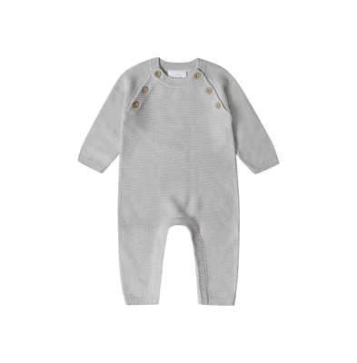 Stellou & Friends Baby Girls 100% Cotton Long Sleeve Sweater Knit One-Piece Romper