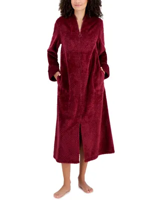 Charter Club Woman's Plush Zig Zag Zipper Robe, Created for Macy's