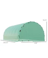 Outsunny 20' x 10' x 7' Tunnel Greenhouse Outdoor Walk-In Hot House with 2 Hinged Doors, Reinforced Steel Frame, Pe Cover, Green