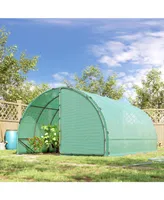 Outsunny 20' x 10' x 7' Tunnel Greenhouse Outdoor Walk-In Hot House with 2 Hinged Doors, Reinforced Steel Frame, Pe Cover, Green