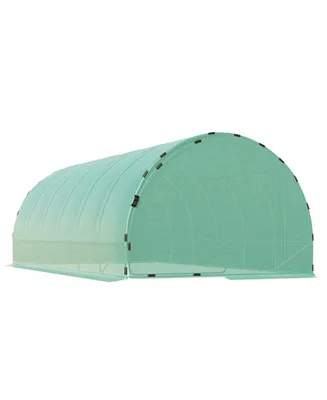 Outsunny 20' x 10' x 7' Tunnel Greenhouse Outdoor Walk-In Hot House with 2 Hinged Doors, Reinforced Steel Frame, Pe Cover, Green