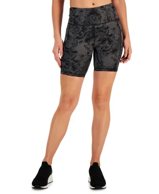 Id Ideology Women's Printed High-Rise Biker Shorts, Created for Macy's