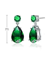 Genevive Sterling Silver Oval Shaped Cubic Zirconia Accent Drop Earrings