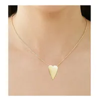 Rachel Glauber 14k Gold Plated Elongated Modern Shiny Heart Layering Necklace