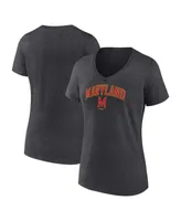 Women's Fanatics Heather Charcoal Maryland Terrapins Evergreen Campus V-Neck T-shirt