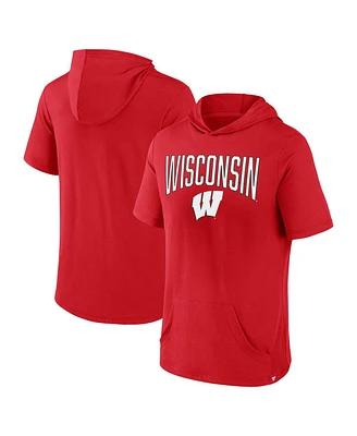 Men's Fanatics Red Wisconsin Badgers Outline Lower Arch Hoodie T-shirt