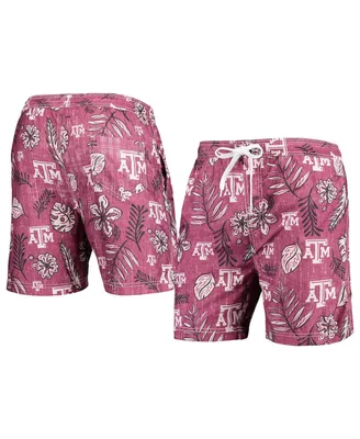 Men's Wes & Willy Maroon Texas A&M Aggies Vintage-Inspired Floral Swim Trunks
