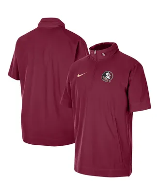 Men's Nike Garnet Florida State Seminoles Coaches Half-Zip Short Sleeve Jacket