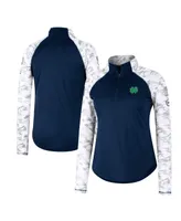 Women's Colosseum Navy Notre Dame Fighting Irish Oht Military-Inspired Appreciation Flash Arctic Camo Raglan Quarter-Zip Jacket