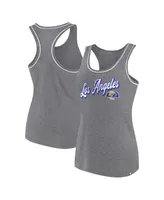 Women's Fanatics Gray Los Angeles Rams Wordmark Logo Racerback Scoop Neck Tank Top