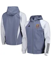 Men's adidas Charcoal Real Salt Lake All-Weather Raglan Hoodie Full-Zip Jacket