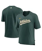 Men's Nike Green Oakland Athletics Authentic Collection Pregame Raglan Performance V-Neck T-shirt