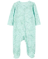 Carter's Baby Boys or Girls Printed 2-Way Zip Up Cotton Blend Sleep and Play