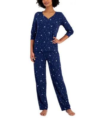 Charter Club Women's Long Sleeve Soft Knit Packaged Pajama Set, Created for Macy's