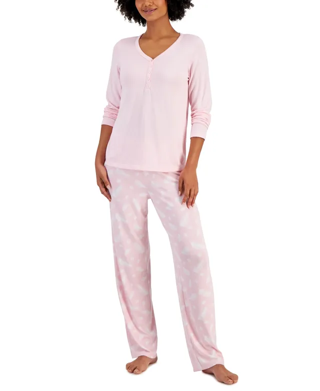 Charter Club Women's Cotton Long-Sleeve Lace-Trim Pajamas Set, Created for  Macy's