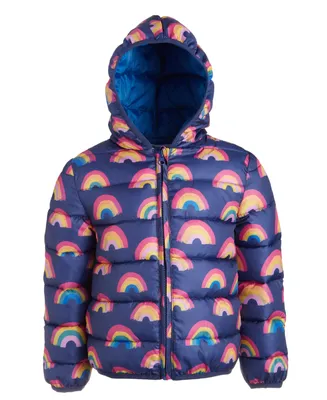 Epic Threads Toddler & Little Girls Quilted Rainbow-Print Packable Hooded Puffer Jacket, Created for Macy's