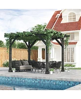 Outsunny 11.8' x 9.5' Patio Pergola, Weather-Resistant Cedar Wood, Backyard Cover for Porch Party, Grape Garden, Vineyard, Ivy Vine, or Climbing Plant