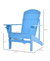 Outsunny Wooden Adirondack Chair, Outdoor Patio Lawn Chair with Cup Holder, Lawn Furniture, Classic Lounge for Deck, Backyard, Fire Pit, Blue