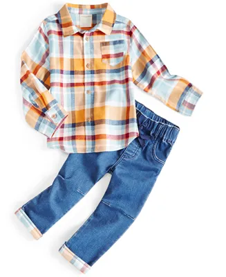 First Impressions Baby Boys Plaid Shirt and Jeans, 2 Piece Set, Created for Macy's