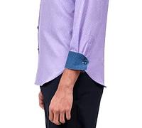 Society of Threads Men's Regular-Fit Non-Iron Dot Print Performance Stretch Dress Shirt