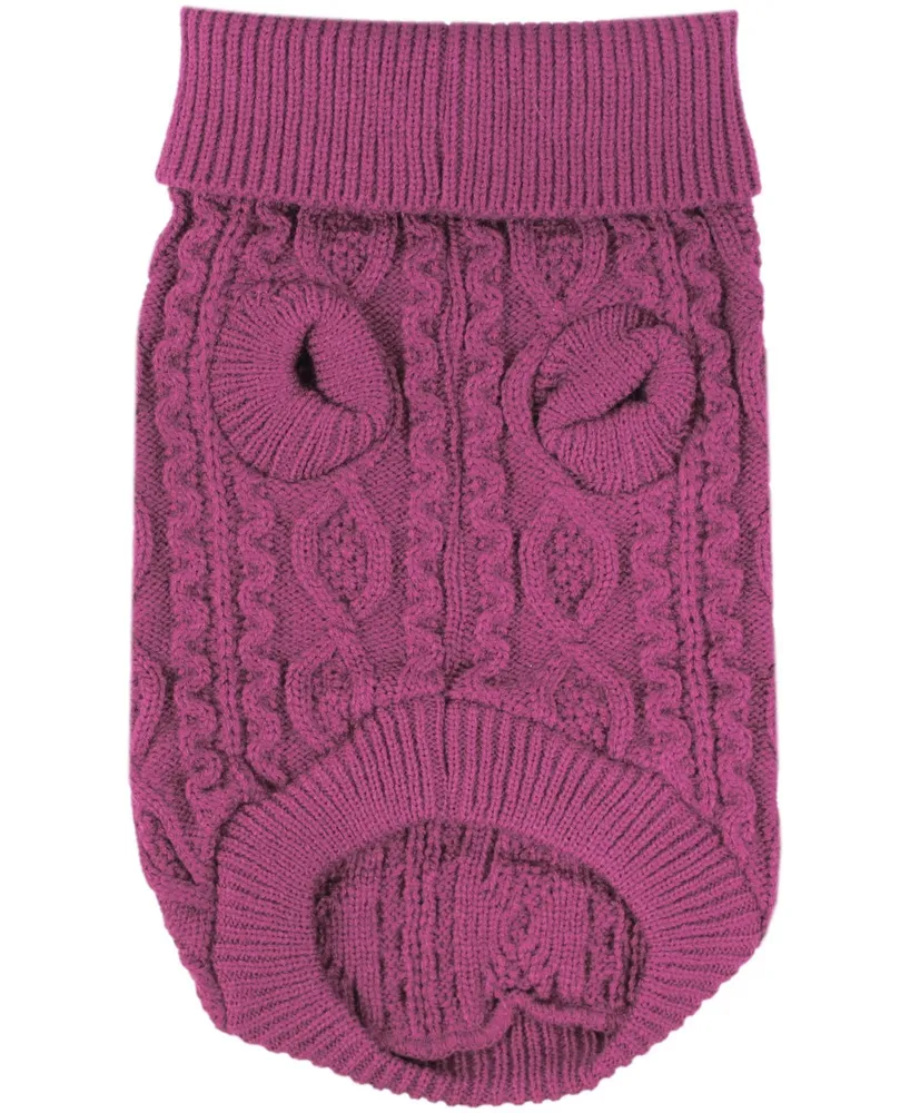 Parisian Pet Cable Knit Raspberry Dog Sweater