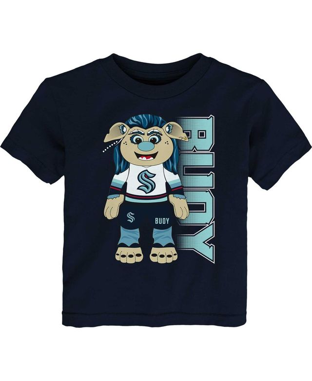 Toddler Boys and Girls Deep Sea Blue Seattle Kraken Mascot Cheer T-shirt