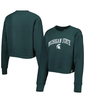 Women's League Collegiate Wear Green Michigan State Spartans Classic Campus Corded Timber Sweatshirt