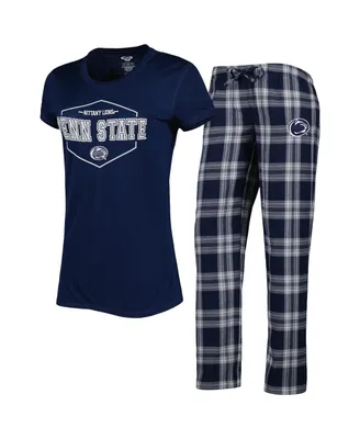 Women's Concepts Sport Navy, Gray Penn State Nittany Lions Badge T-shirt and Flannel Pants Sleep Set