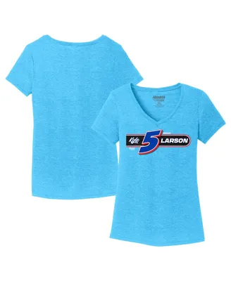 Women's Hendrick Motorsports Team Collection Heather Aqua Kyle Larson One-Spot V-Neck T-shirt