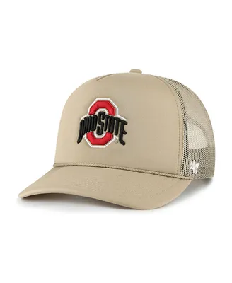 Men's '47 Brand Khaki Ohio State Buckeyes Foam Front Mesh Trucker Snapback Hat