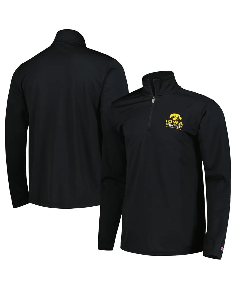 Men's Champion Black Iowa Hawkeyes Textured Quarter-Zip Jacket