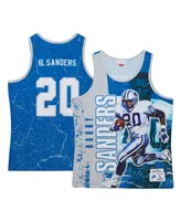 Men's Mitchell & Ness Barry Sanders Blue Detroit Lions 1991 Player Burst Tank Top