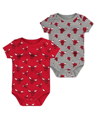 Infant Boys and Girls Red, Gray Chicago Bulls Two-Pack Double Up Bodysuit Set