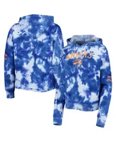 Women's New Era Royal York Knicks Brushed Cotton Tie-Dye Pullover Hoodie