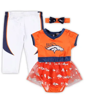 Infant Boys and Girls Orange, White Denver Broncos Tailgate Tutu Game Day Costume Set