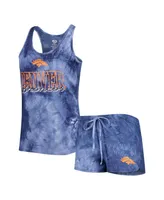 Women's Concepts Sport Navy Denver Broncos Billboard Scoop Neck Racerback Tank Top and Shorts Sleep Set