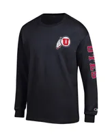 Men's Champion Black Utah Utes Team Stack Long Sleeve T-shirt